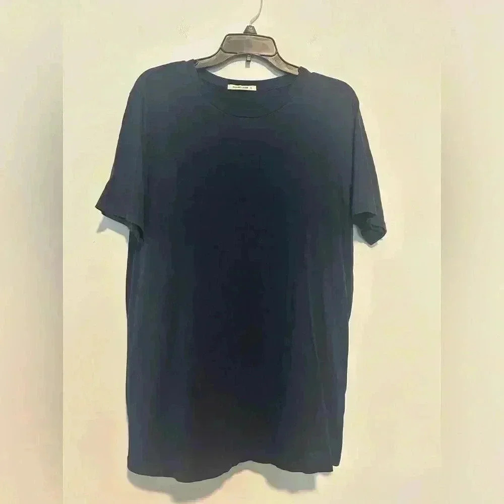 Marine Layer Shirt Womens L Navy Blue V Neck Short Sleeve Essiential Minimal